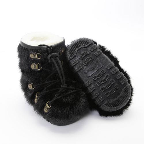 Black sealskin boots Baby Fourrures Grenier