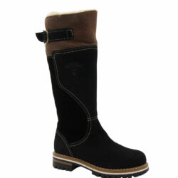 Black knee high boots for women - with rust colored suede