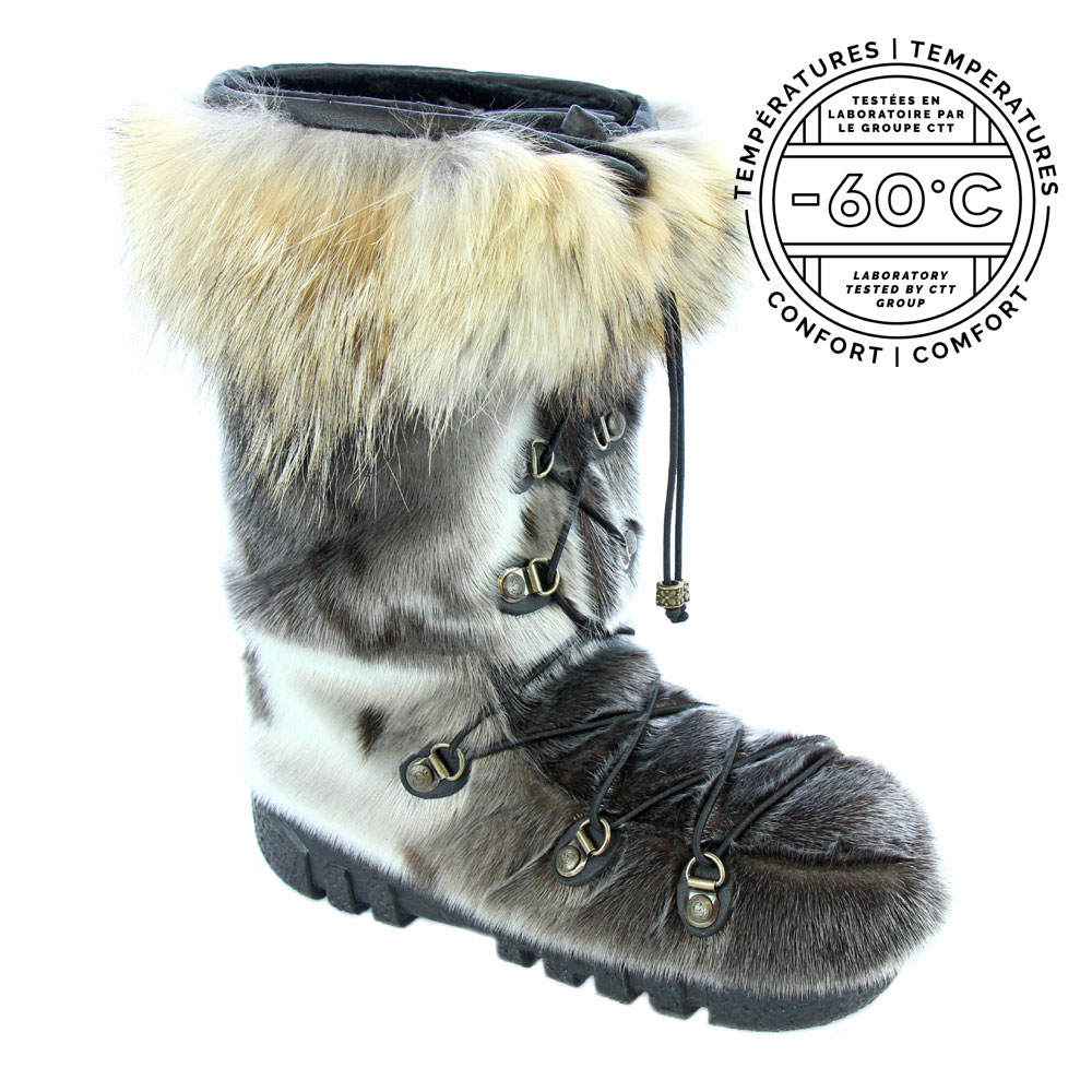 Botte en loup marin naturel avec collet en coyote style années 70