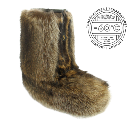 Fur boots for the cold winters. Made of genuine raccoon fur by Fourrures Grenier