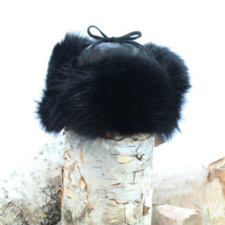 black raccoon fur trapper hat