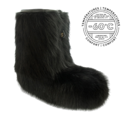 Raccoon fur boots - warm and dyed black