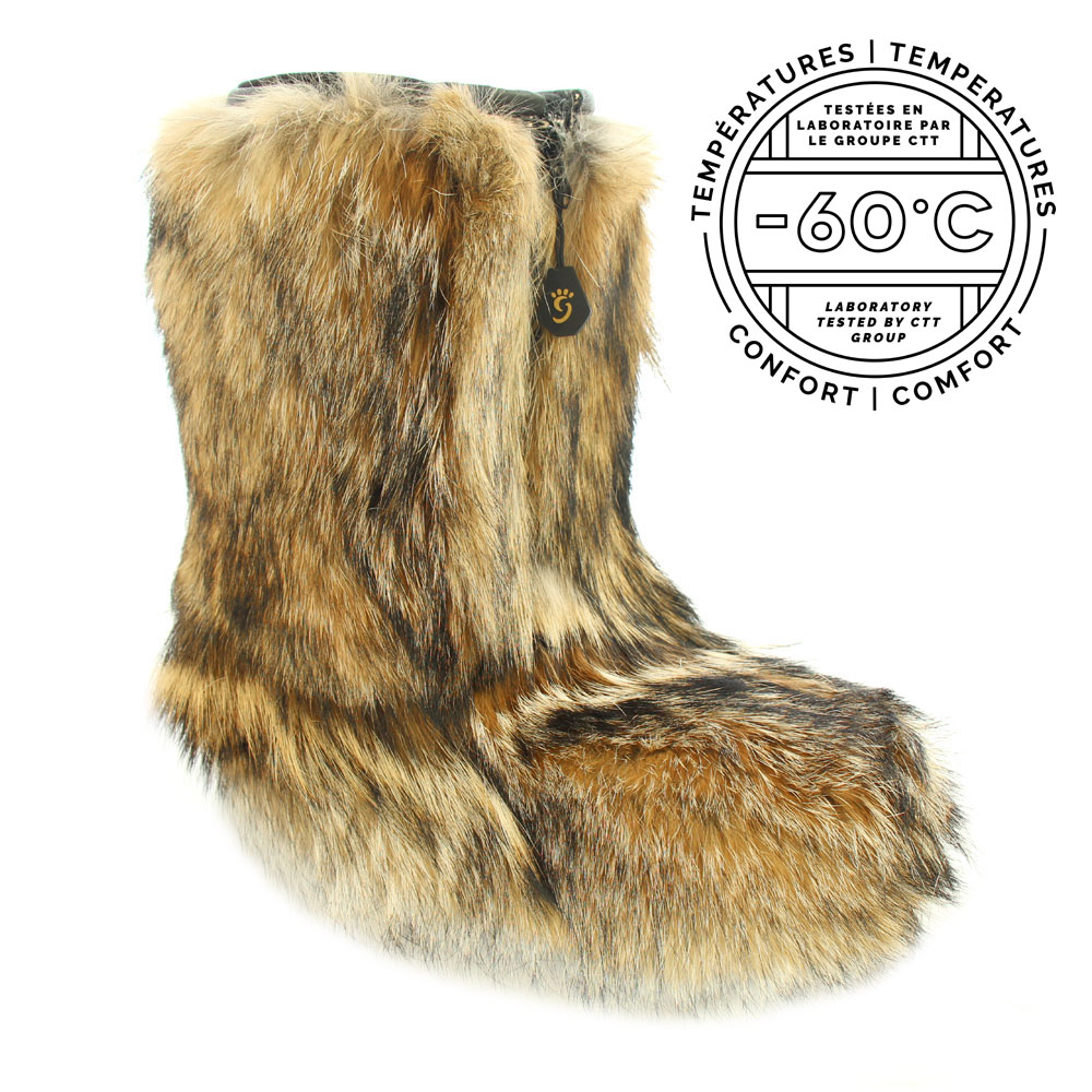 Coyote fur Classic boots by Fourrures Grenier