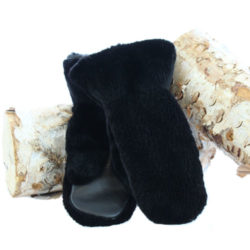 deluxe black shaved fur mittens