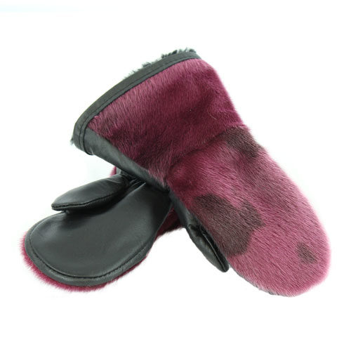 sealskin mittens Mitaines en loup marin fuchsia pour enfant