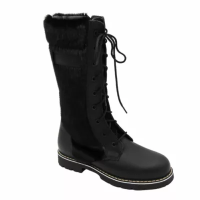 Seal Skin Boots with Dark Leather Lace Up Style Inès FG