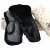 Genuine black otter fur mittens