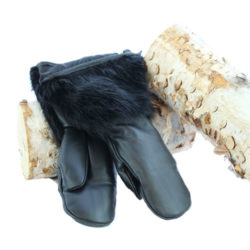 black beaver mittens leather hand snowmobile