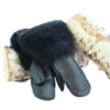 snowmobile gear black raccoon mittens leather hand