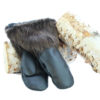 snowmobile fur mittens natural beaver leather hand