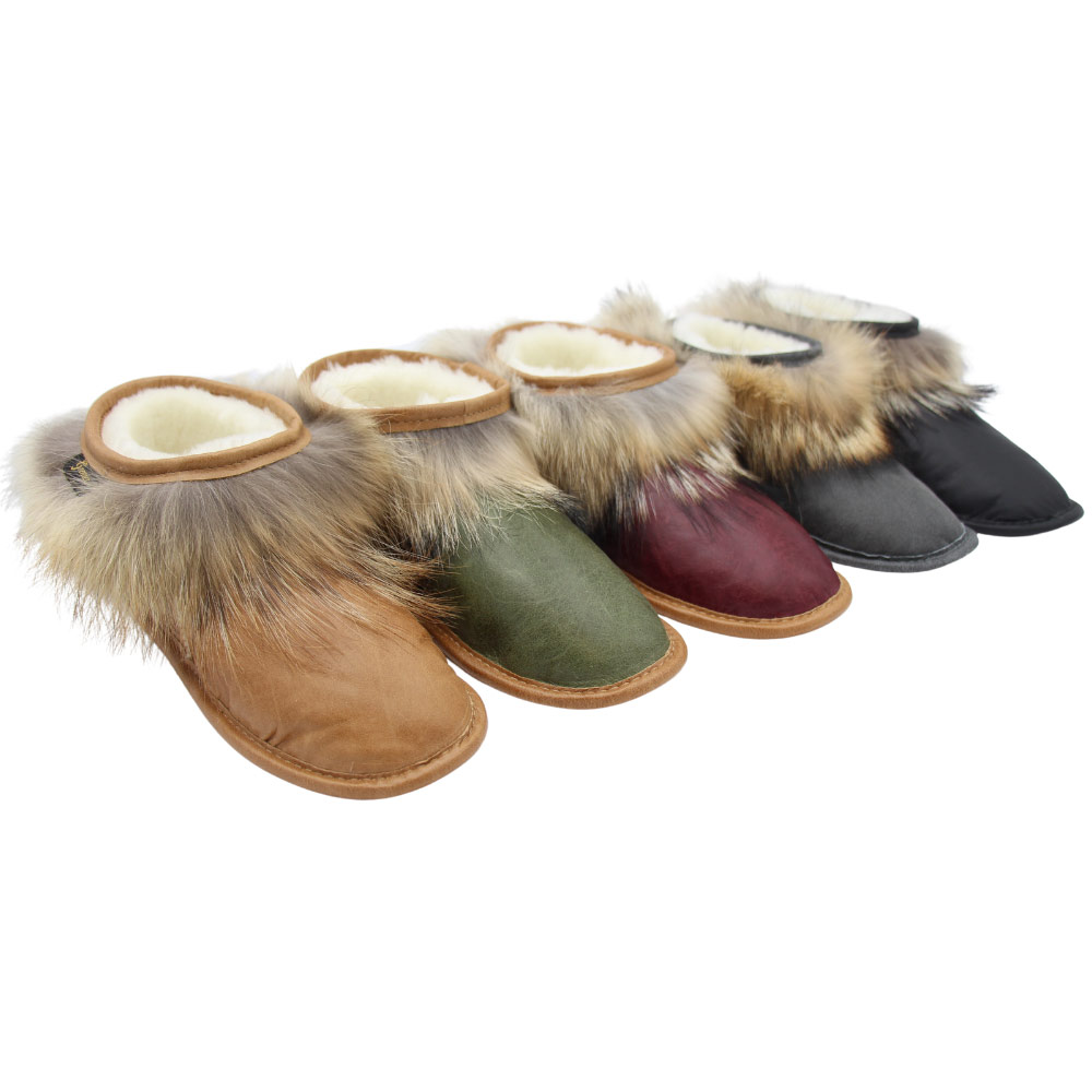 fur slippers coyote