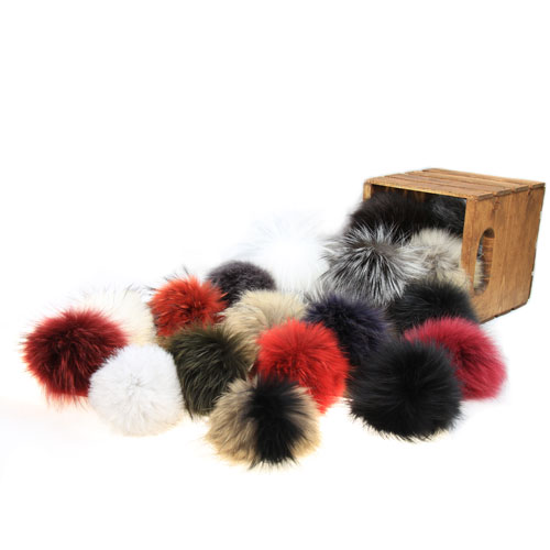 Pompon En Fourrure Multicolore Vert/orange - 17 Cm - Neuf, Sans Emballage - Marque Générique
