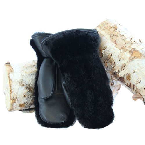 fur mittens black otter outdoor