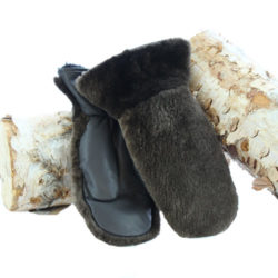 natural shaved beaver mittens