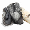 Snowmobile mittens made with leather and silver fox fur