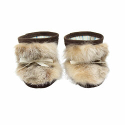 Lynx fur baby booties with brown suede