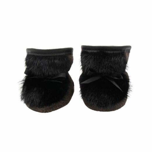 fur booties with black mink
