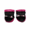 Baby slippers in pink suede and black beaver fur