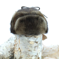 all fur natural muskrat trapper hat