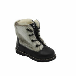 Kids booties in genuine leather and fur