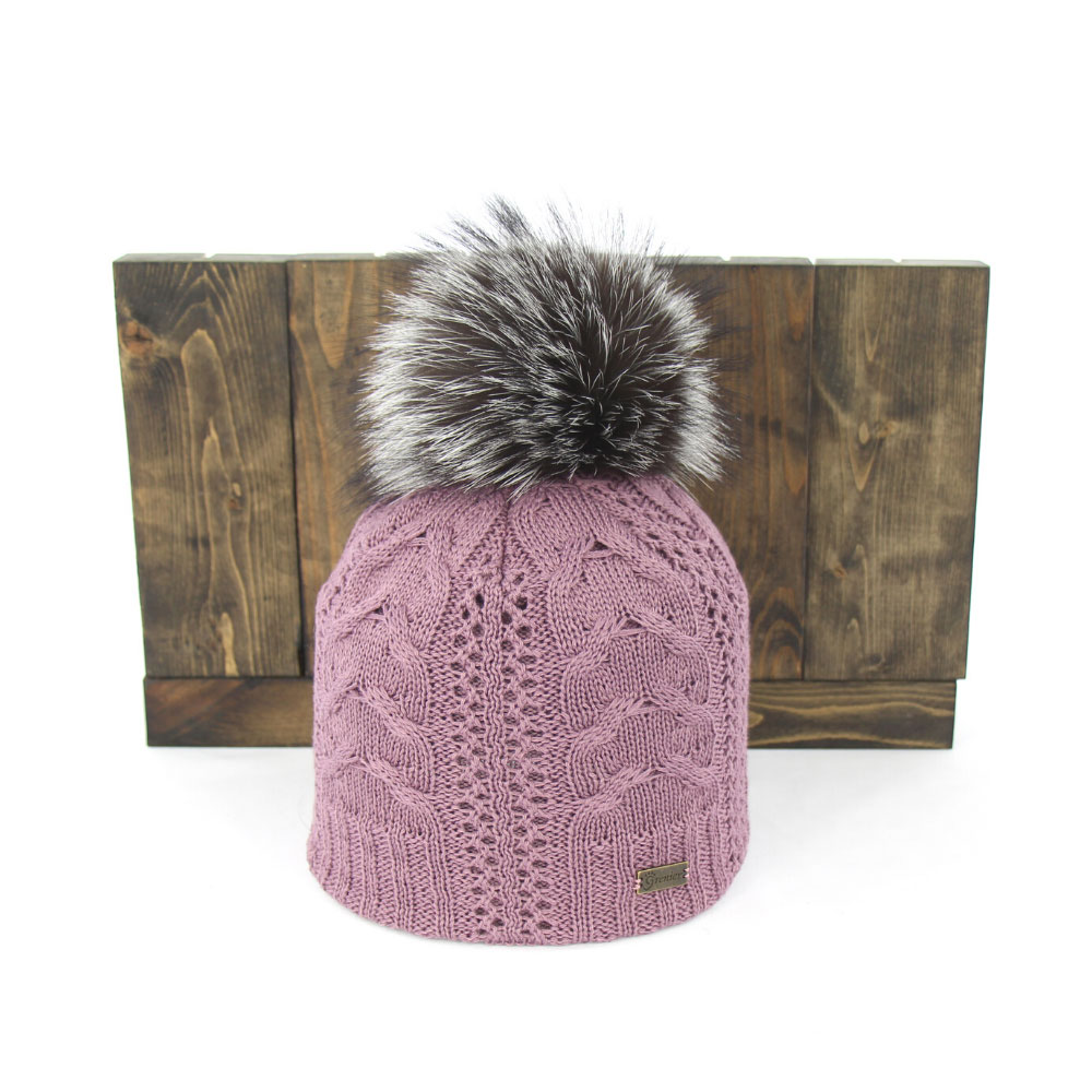 beanie with real fur pom pom