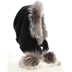 pompom Silver fox hood