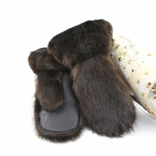 Warmest winter mittens on the market :Deluxe Snowmobile Model Natural Beaver Fur Warmest Mittens