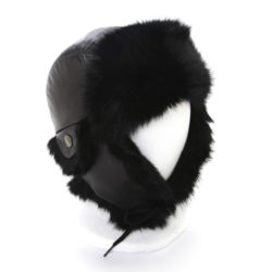 kids hats chapeau aviateur lapin et cuir noirs