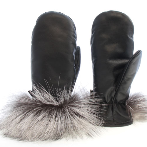 silver fox fur gloves