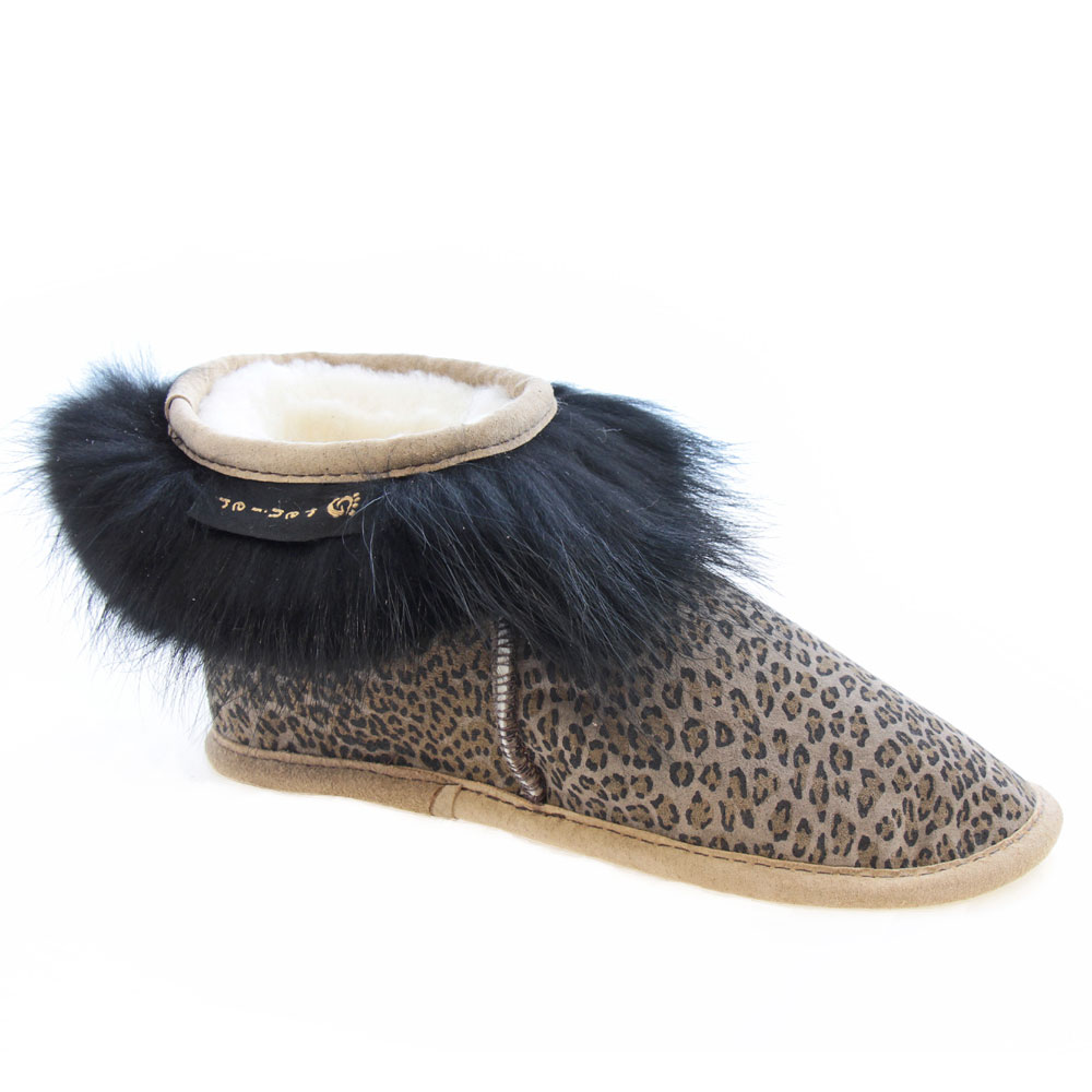 Chaussons/Pantoufles En Cuir Style Mouton - Taille 35 EU - Marron - Neuf Sans Emballage