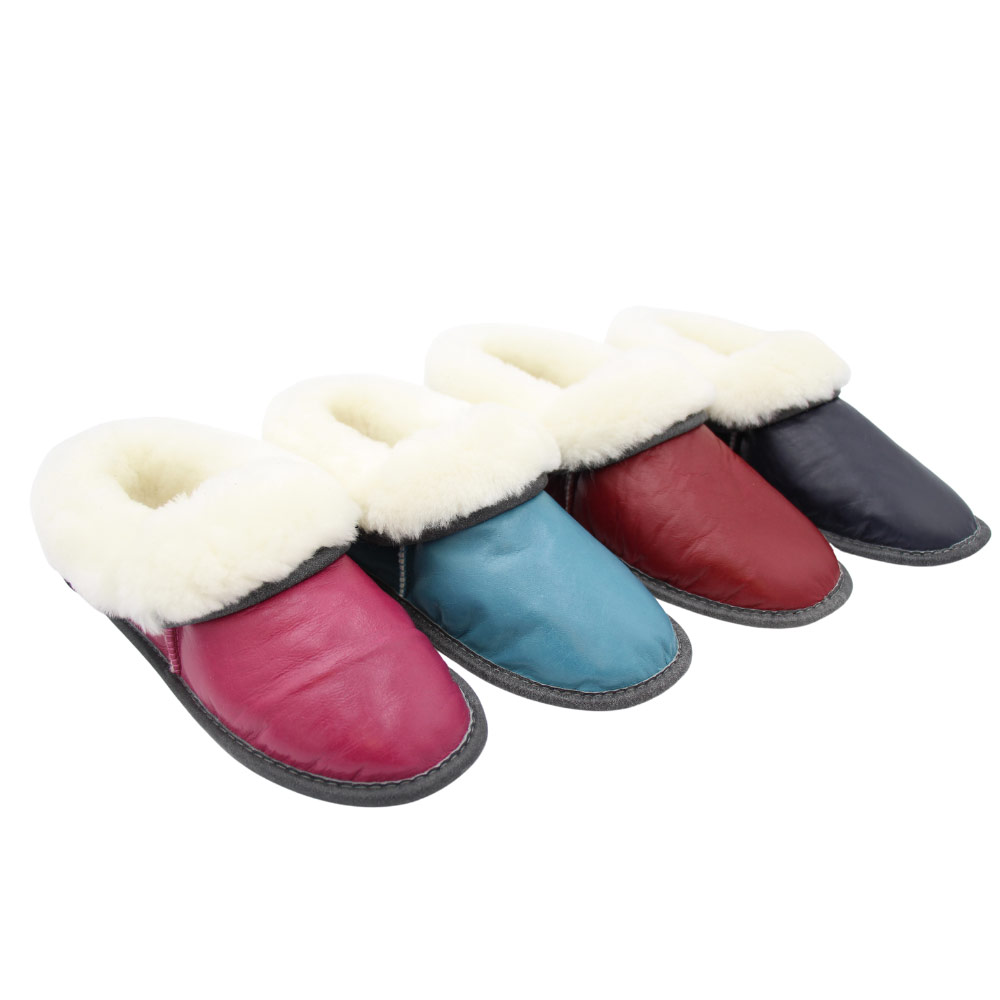 leather shearling slippers