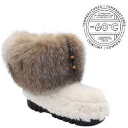 Warm winter boots for women in white shaved beaver