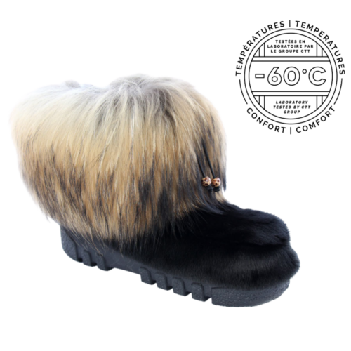 Seal fur boots with finn raccoon - doudoune model